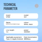 VFAN X21 Fast Charging Cable with Storage Case 8 in 1