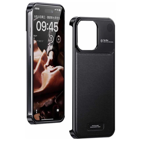 Premium Leather Hollowed-Out Design Case with Aluminum Back Without Frame