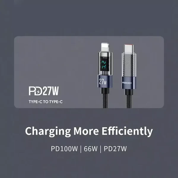 Recci Crystal Fast charging Type-C to Lightning Cable 27W  1.2m