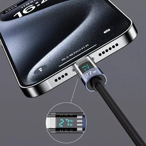 Recci Crystal Fast charging Type-C to Lightning Cable 27W  1.2m