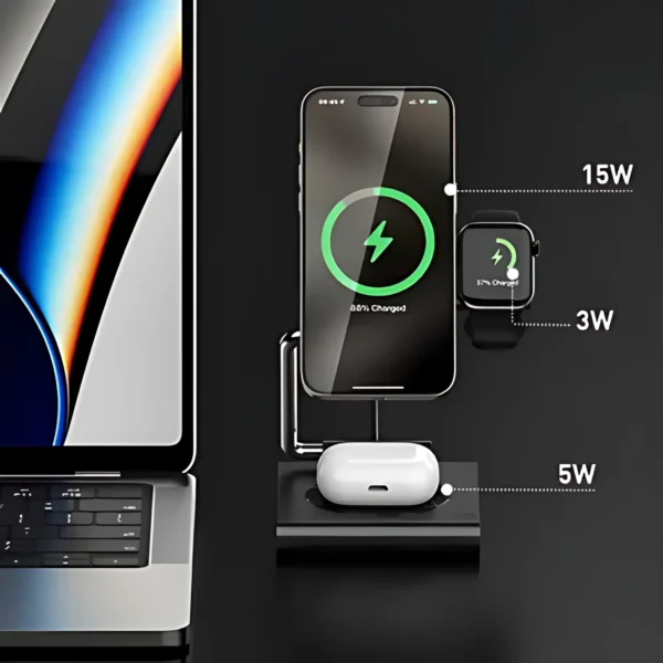 Maxco 3 In 1 Foldable Wireless Charger 15W