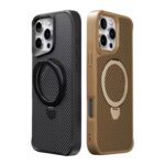 Carbon Fiber Texture Magnetic Holder Phone Case Wireless Charging Shoclproof Cover