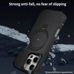 Carbon Fiber Texture Magnetic Holder Phone Case Wireless Charging Shoclproof Cover