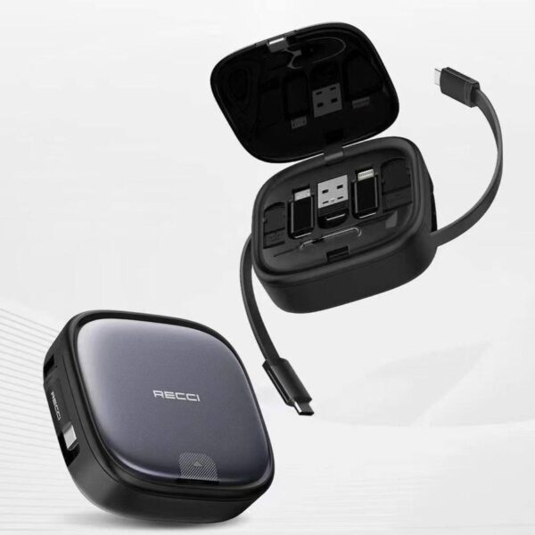 Recci 5 In 1 PD65W Charger Retractable Multi-port Adaptor