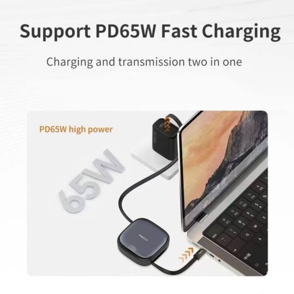 Recci 5 In 1 PD65W Charger Retractable Multi-port Adaptor
