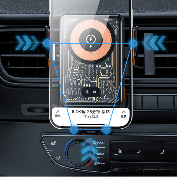 Recci Mars Series Car Phone Holder with MagSafe Charging Feature & Blue Light Indicator 15W
