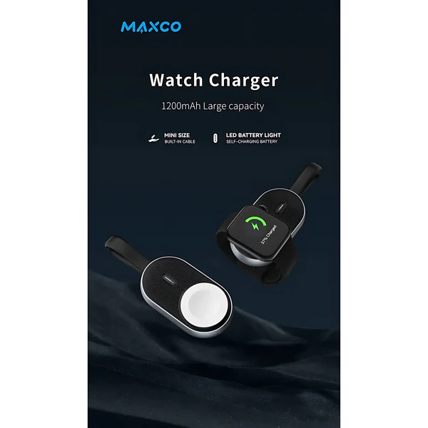 Maxco 2-in-1 Smart Self-Charging Magnetic Watch Charger Power Bank 1200mAh