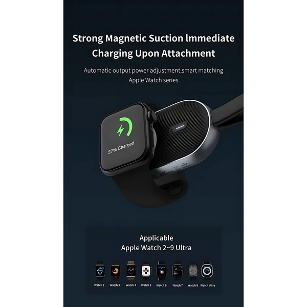 Maxco 2-in-1 Smart Self-Charging Magnetic Watch Charger Power Bank 1200mAh