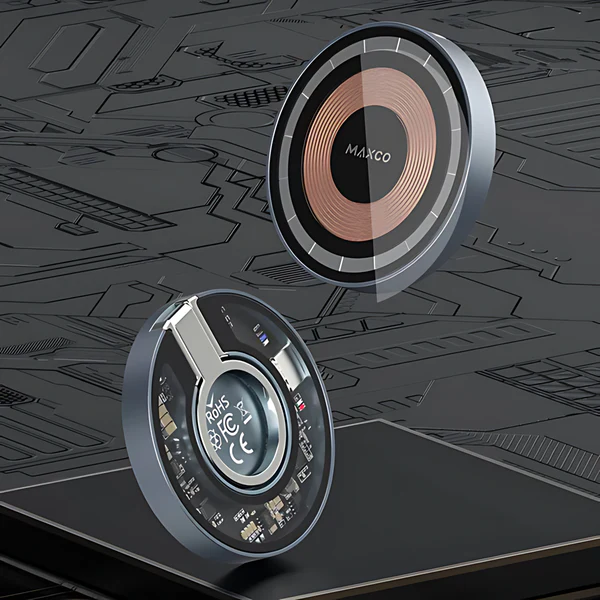 Maxco 2-in-1 Magnetic Ring Bracket Wireless Charger 15W