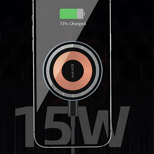 Maxco 2-in-1 Magnetic Ring Bracket Wireless Charger 15W