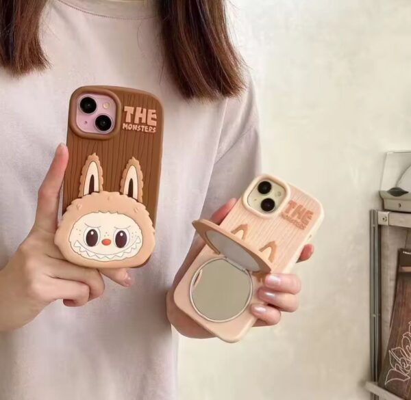 Cartoon Mirror Stand Labubu Silicone