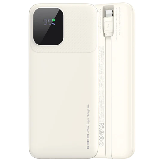 Recci 20000mAh Dual-Cable Fast Charging Power Bank