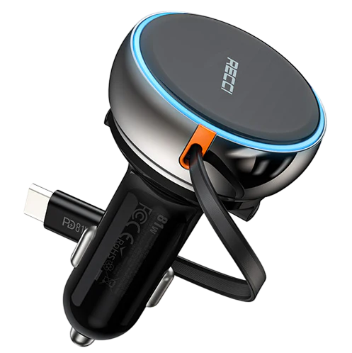 Recci 81W Car Charger with Built-in Type-C Cable