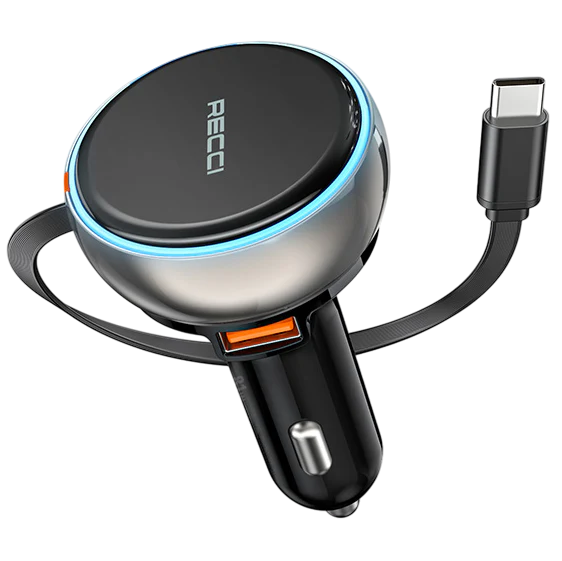 Recci 81W Car Charger with Built-in Type-C Cable
