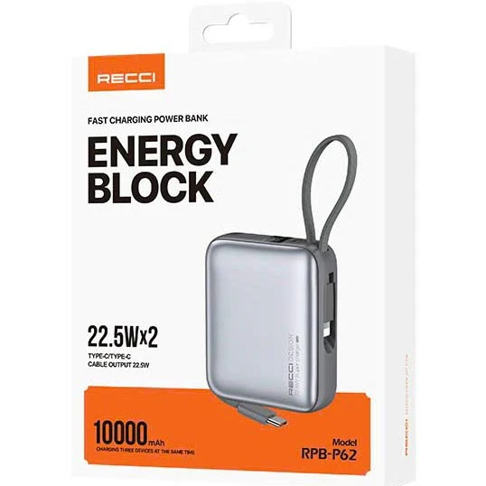 Recci 10000mAh/22.5W Fast Charging Power Bank – Energy Block Series