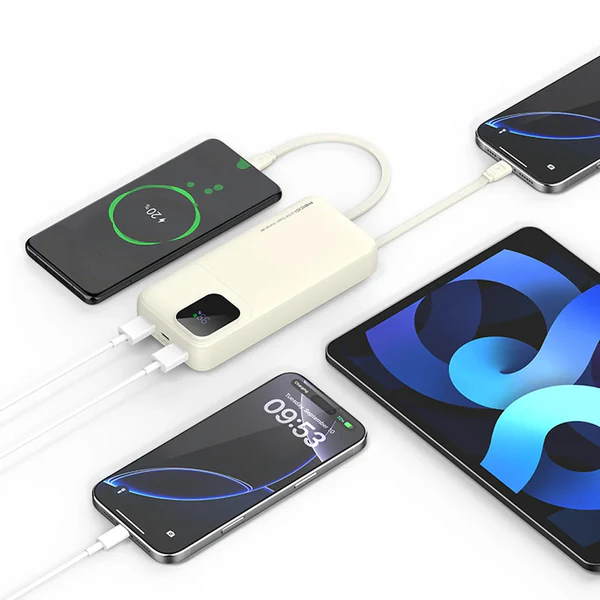Recci Power Bank 10000mAh  22.5W with Built-In Cables Fast Charging