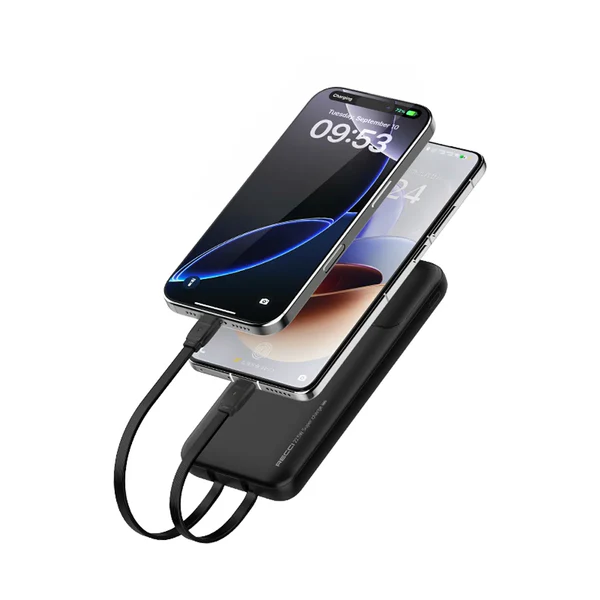 Recci Power Bank 10000mAh  22.5W with Built-In Cables Fast Charging