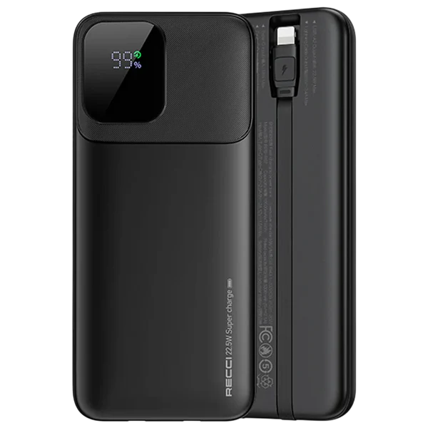 Recci Power Bank 10000mAh  22.5W with Built-In Cables Fast Charging
