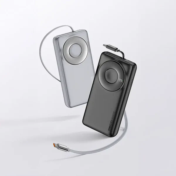 Recci 20000mAh 65W Fast Charging Power Bank with Dual Type-C Cable