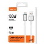 Recci 100W Fast Charging USB-A to Type-C Cable with Lamp Display