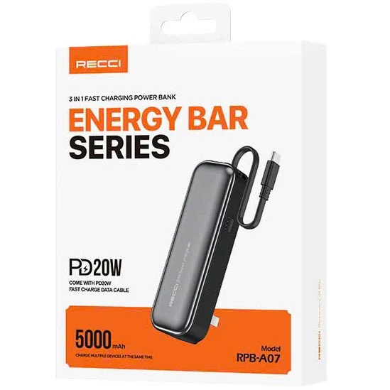 Recci Energy Bar Fast Charging Power Bank 5000mAh