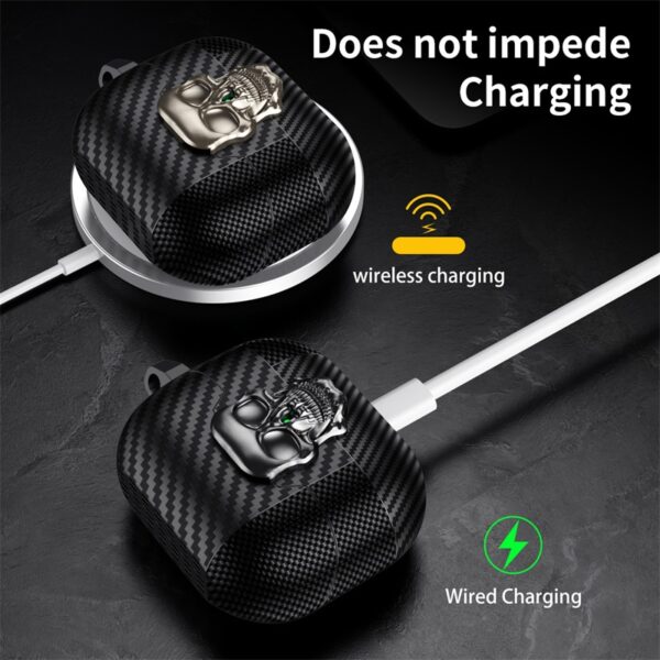 Carbon Fiber Skin Metal Skull Latch Switch AirPods Case
