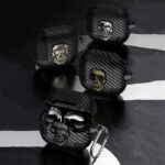 Carbon Fiber Skin Metal Skull Latch Switch AirPods Case