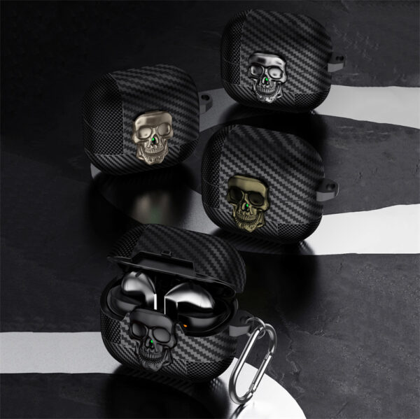 Carbon Fiber Skin Metal Skull Latch Switch AirPods Case