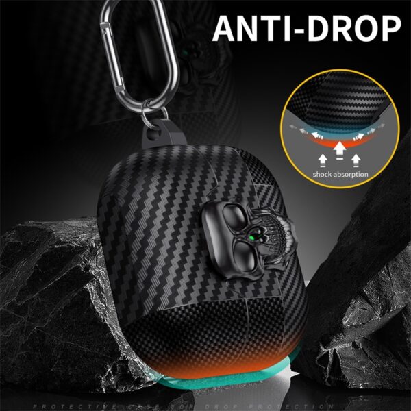 Carbon Fiber Skin Metal Skull Latch Switch AirPods Case